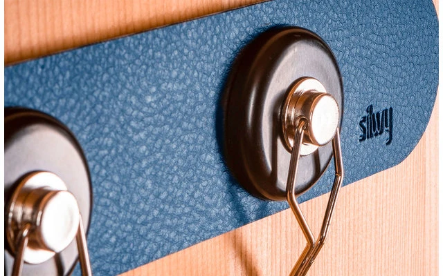 Silwy Barra Metálica Magnética De 25 Cm Con Revestimiento De Cuero Negro - Imagen 2