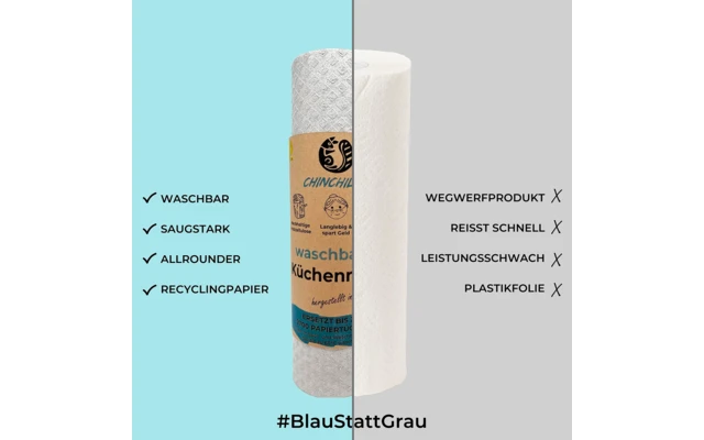 Rollo De Cocina Lavable Chinchilla Madera Celulosa Y Algodón Gris - Imagen 5