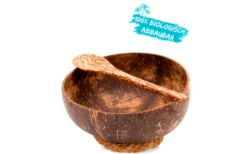 Juego De 2 Cáscaras De Coco Con Cuchara Y Soporte