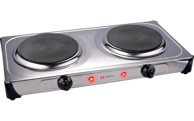 Placa De Cocción Eléctrica Alpina Con 2 Quemadores 230 V Plata/negro