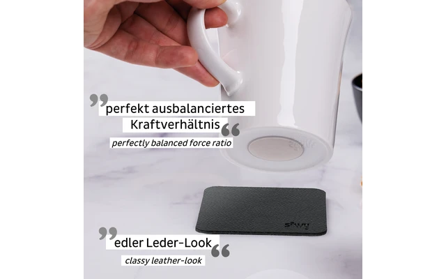 Silwy Tazas De Porcelana Con Asa Magnética JOY OF TRAVEL Juego De 2 Incl. Almohadillas Metálicas De Nano Gel NEGRO - Imagen 5